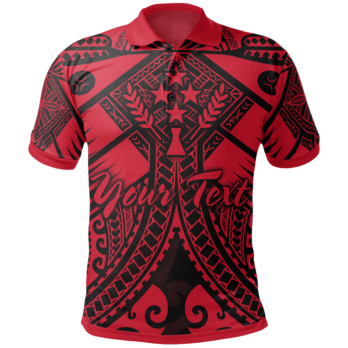 Kosrae Custom Polo Shirt Red Seal with Polynesian Tattoo Unisex Red - Polynesian Pride