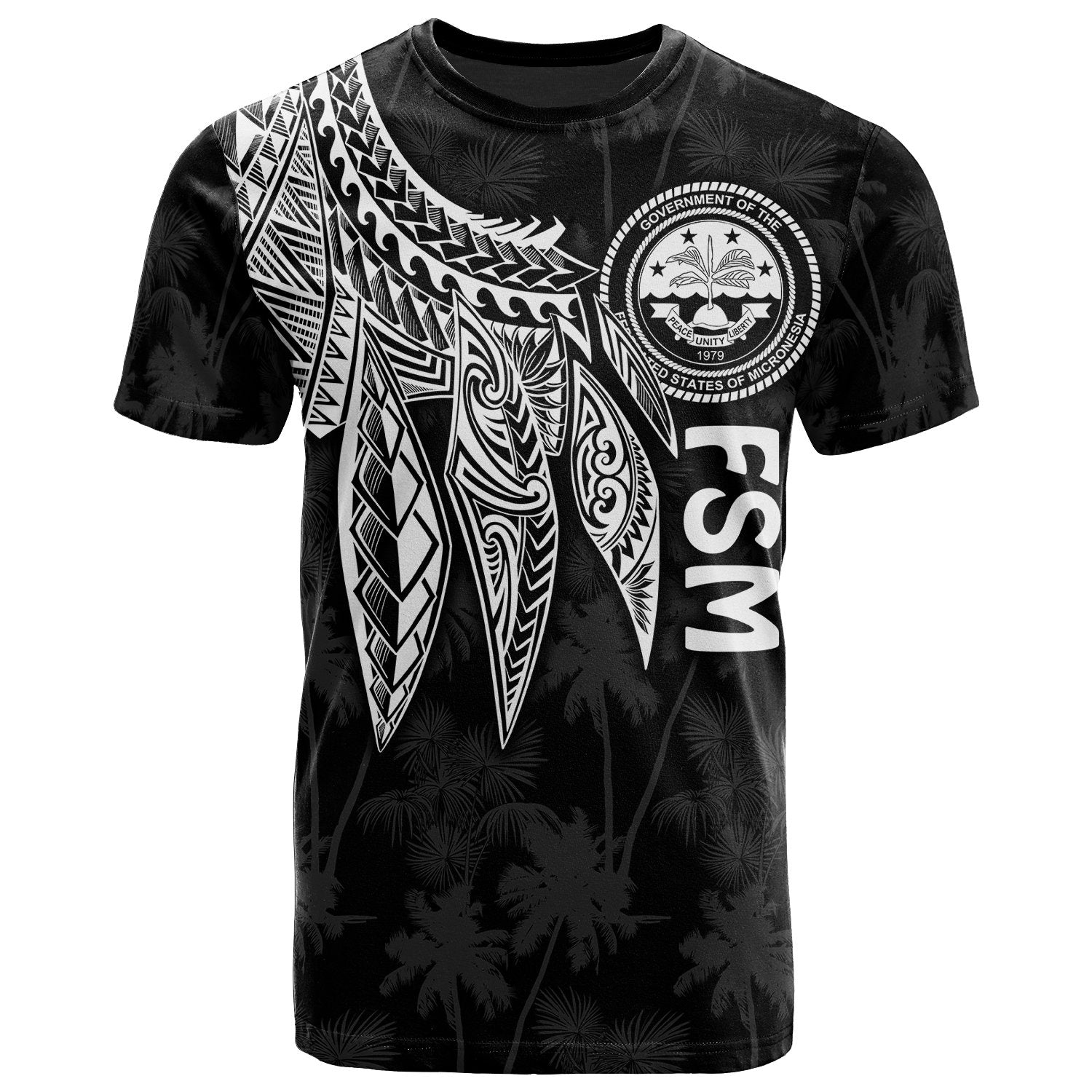 Federated States of Micronesia T Shirt Polynesian Wings (White) Unisex Art - Polynesian Pride