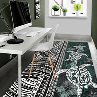 Polynesian Area Rug - Turtle With Ethnic Motives And Floral Elements - LT20 - Polynesian Pride
