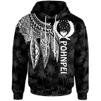 Pohnpei Hoodie Polynesian Wings (White) Unisex White - Polynesian Pride