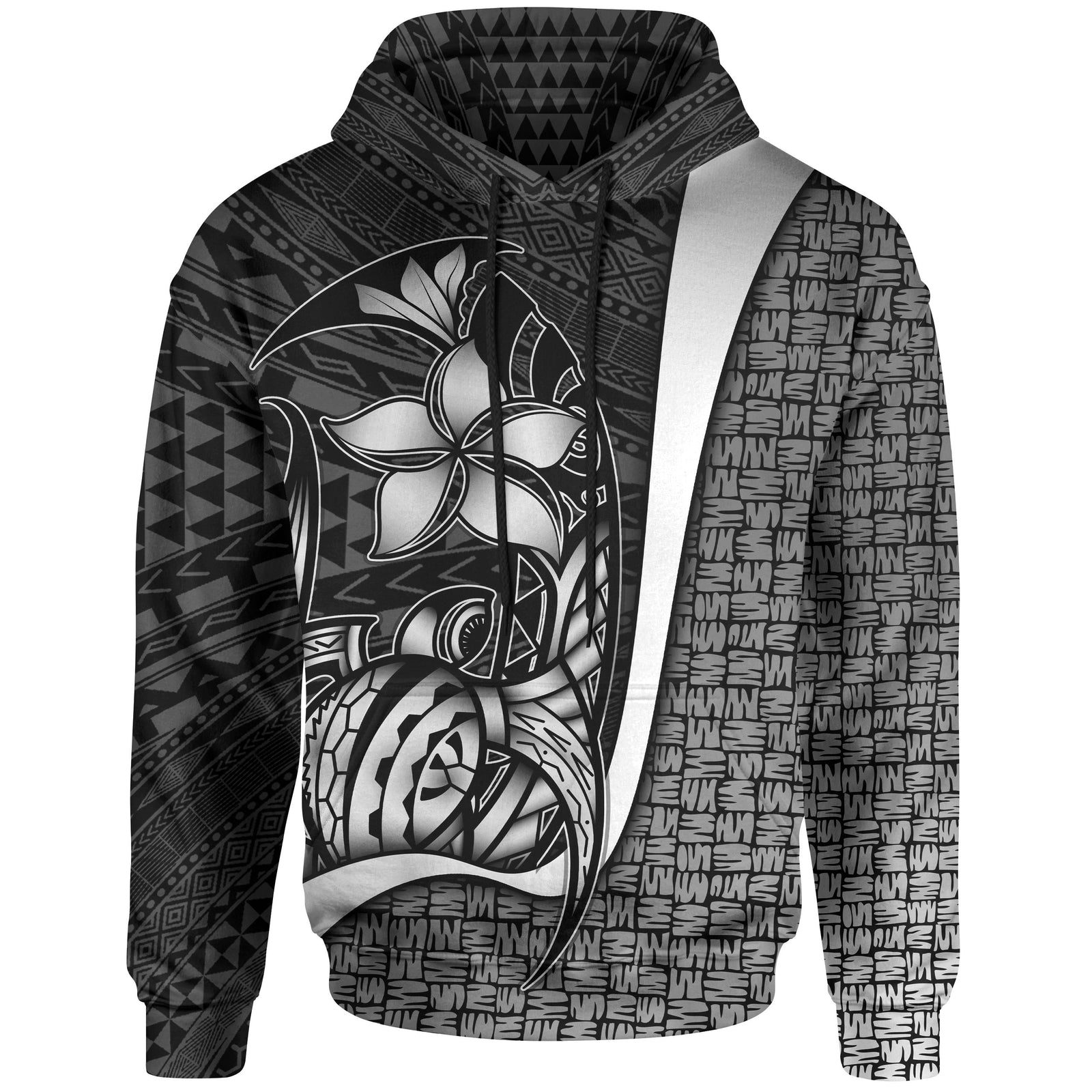 Polynesian Hoodie White Turtle with Hook Unisex WHITE - Polynesian Pride
