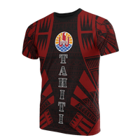 Tahiti T Shirt Tahiti FLag Polynesian Tattoo Red Style Unisex Red - Polynesian Pride