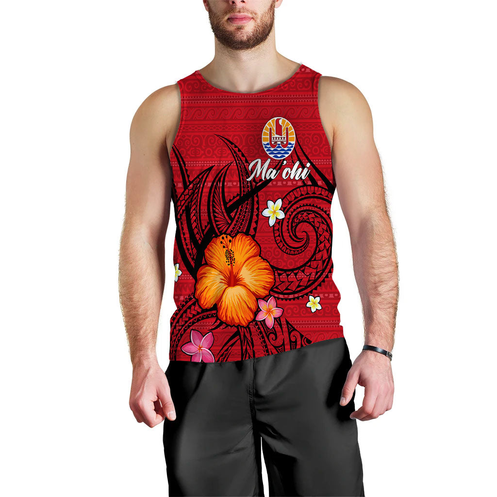 (Custom Personalised) Tahiti Maohi Men Tank Top - Hibiscus With Tribal - LT12 - Polynesian Pride