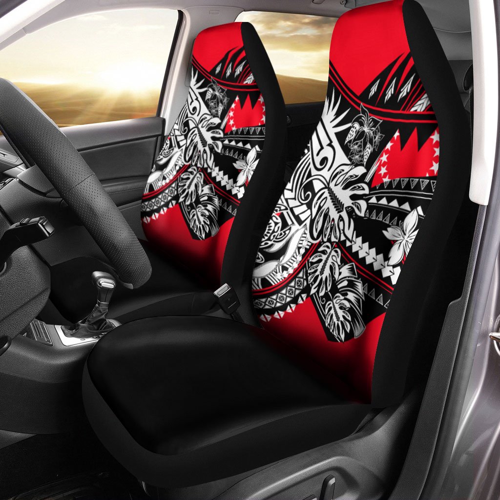 Cook Islands Car Seat Cover - Tribal Jungle Pattern Universal Fit Black - Polynesian Pride