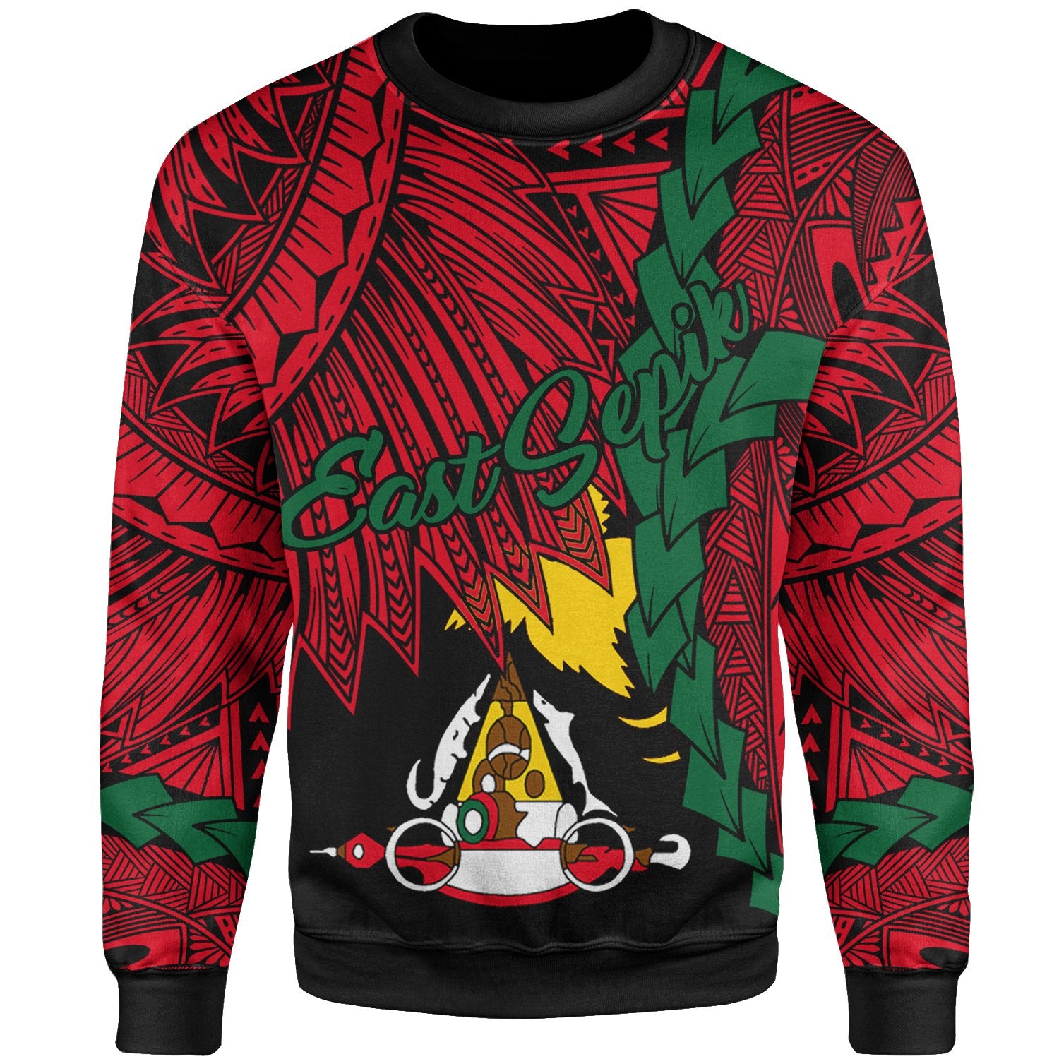 Papua New Guinea East Sepik Province Polynesian Sweater - Tribal Wave Tattoo Unisex Red - Polynesian Pride