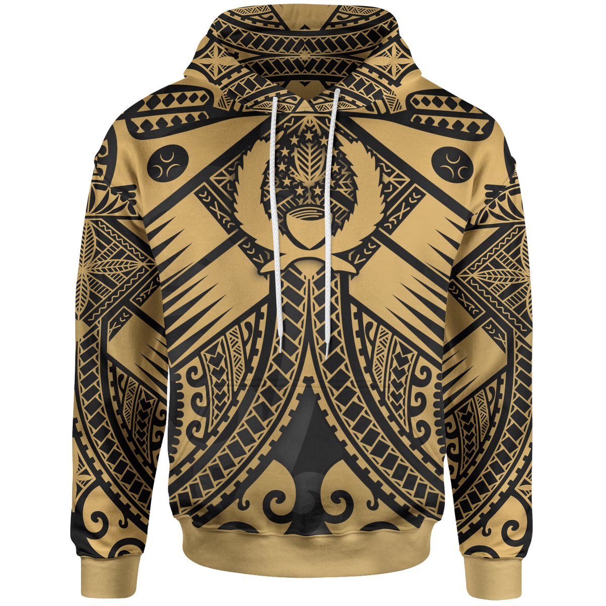 Pohnpei Hoodie Gold Seal with Polynesian Tattoo Unisex Gold - Polynesian Pride