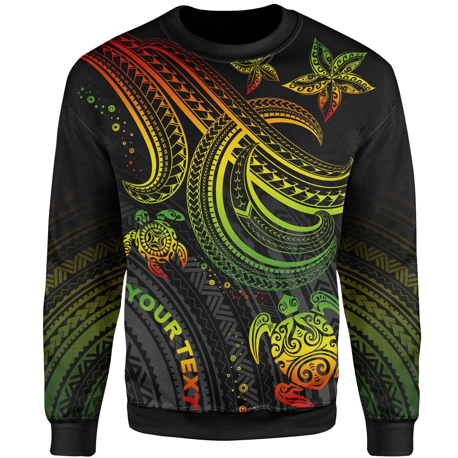 Polynesian Custom Personalised Sweatshirt - Reggae Turtle Unisex Reggae - Polynesian Pride