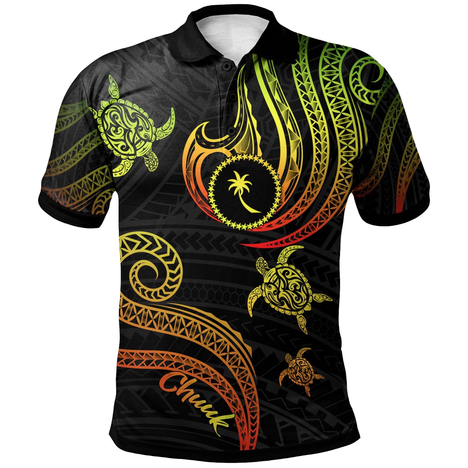 Chuuk Polo Shirt Polynesian Turtle With Pattern Reggae Unisex Reggae - Polynesian Pride