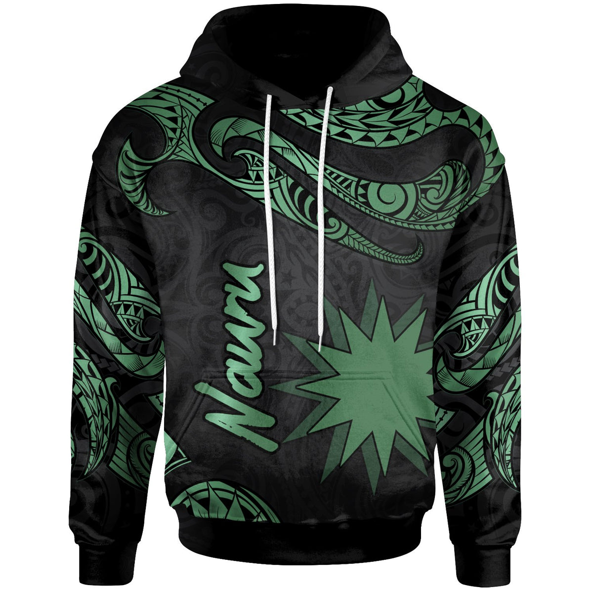 Nauru Hoodie Polynesian Tattoo Green Version Unisex Green - Polynesian Pride