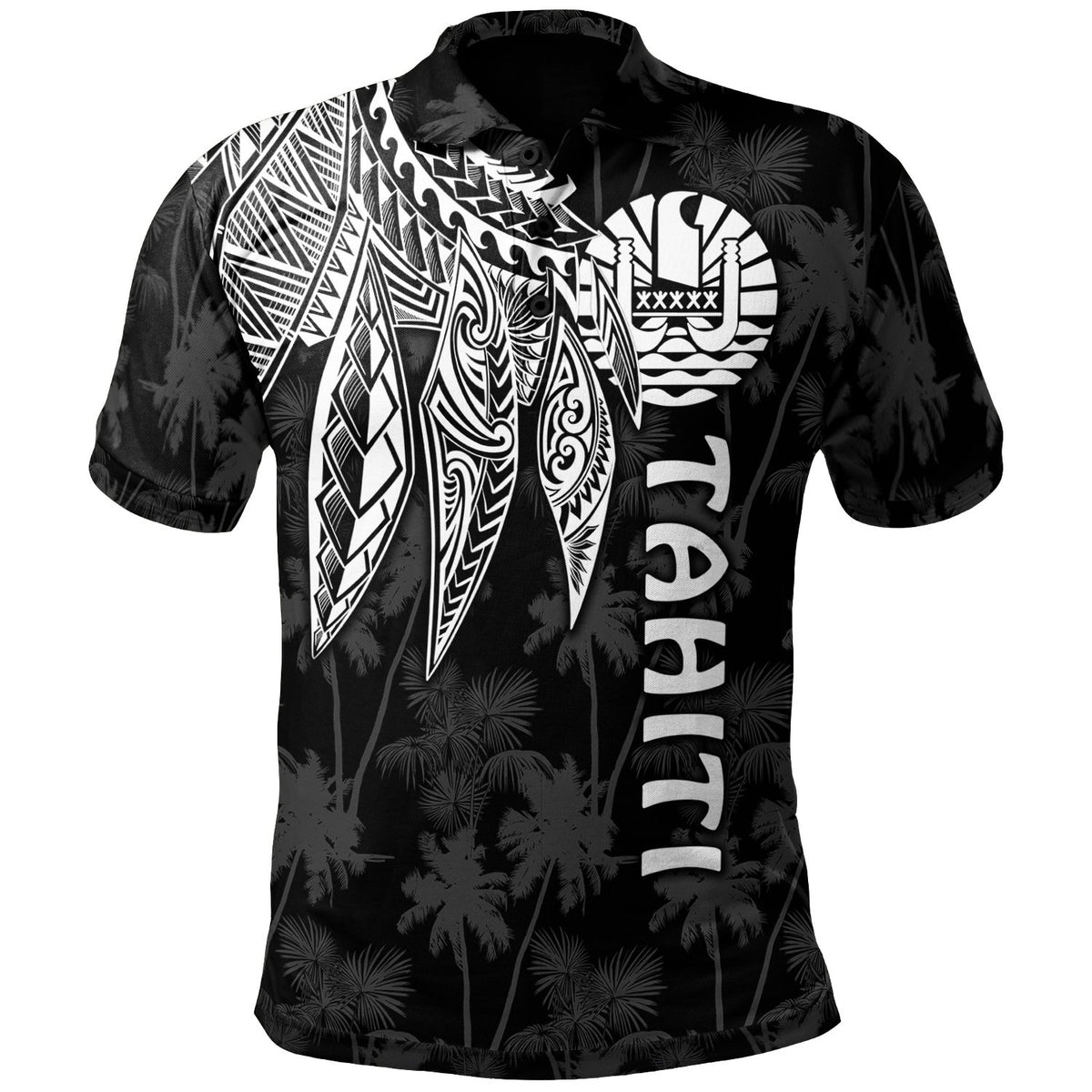 Tahiti Polo Polynesian Wings (White) Unisex White - Polynesian Pride