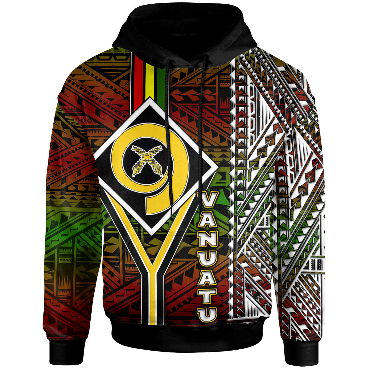 Vanuatu Hoodie Custom Vanuatu Independence Anniversary Flag Style Polynesian Patterns Hoodie LT10 - Polynesian Pride