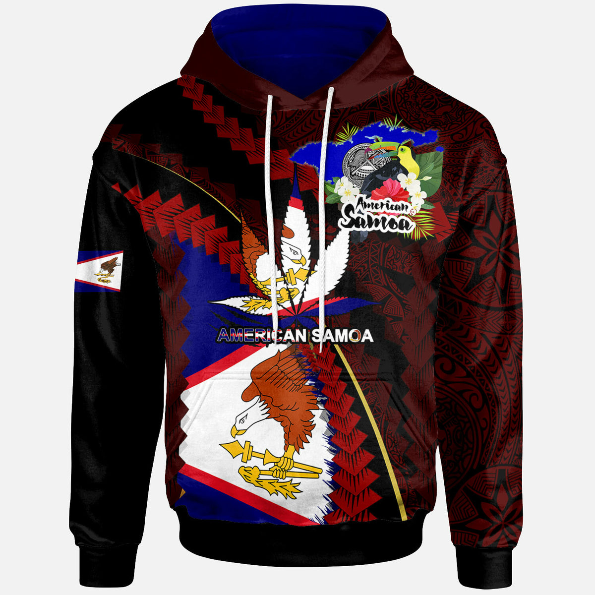 American Samoa Hoodie American Samoa Independence Day With State Flag and Marijuana Leaf Polynesian Style LT10 Red - Polynesian Pride