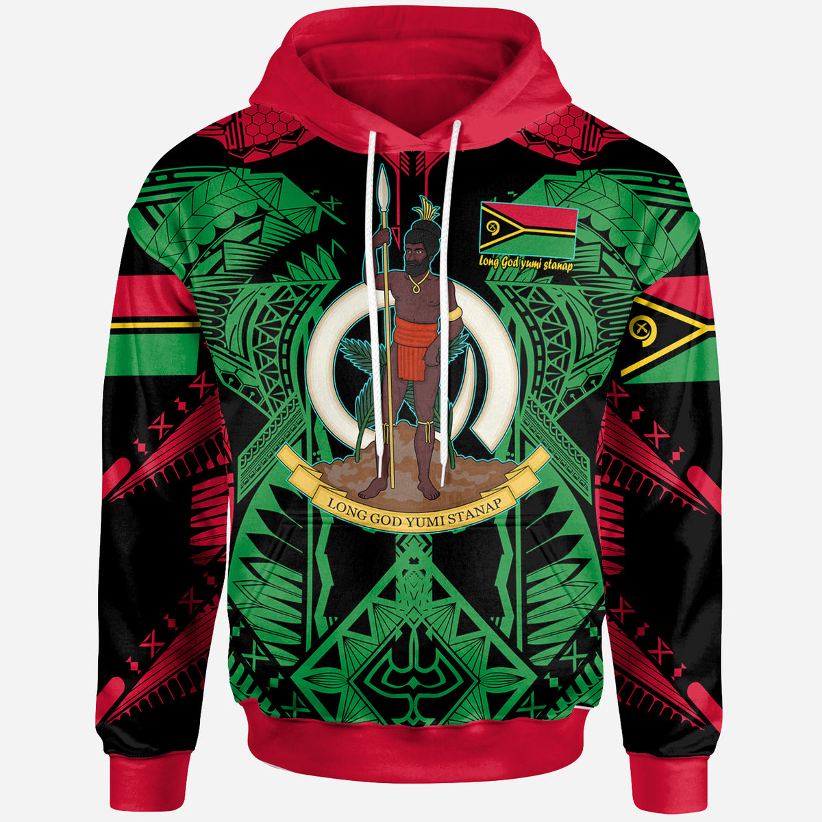Vanuatu Hoodie Vanuatu "Long God yumi stanap" Polynesian Pride Hoodie LT10 Black - Polynesian Pride