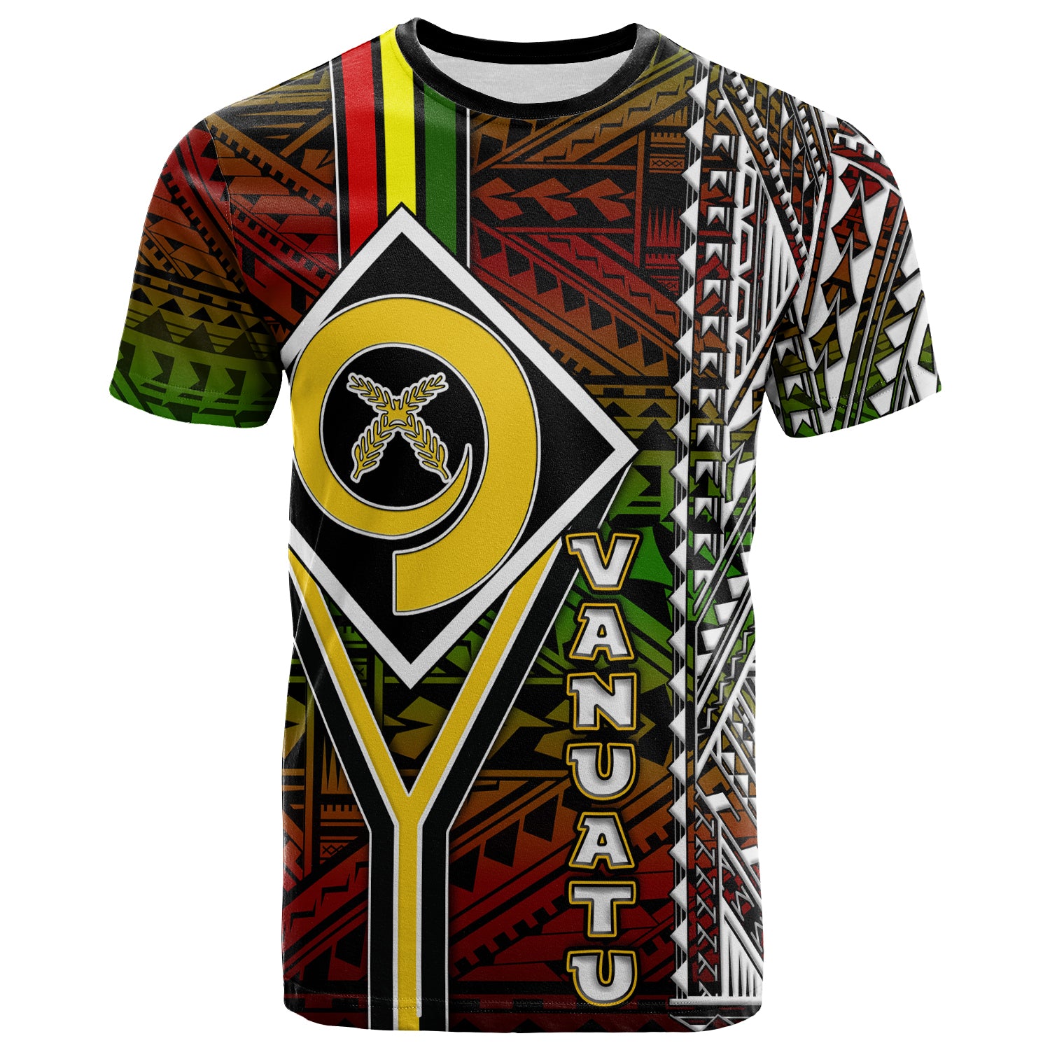 Vanuatu T Shirt Custom Vanuatu Independence Anniversary Flag Style Polynesian Patterns T Shirt LT10 Green - Polynesian Pride