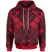 Kosrae Hoodie Red Seal with Polynesian Tattoo Unisex Red - Polynesian Pride