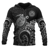 American Samoa Hoodie Polynesian Turtle (Silver) Unisex Silver - Polynesian Pride
