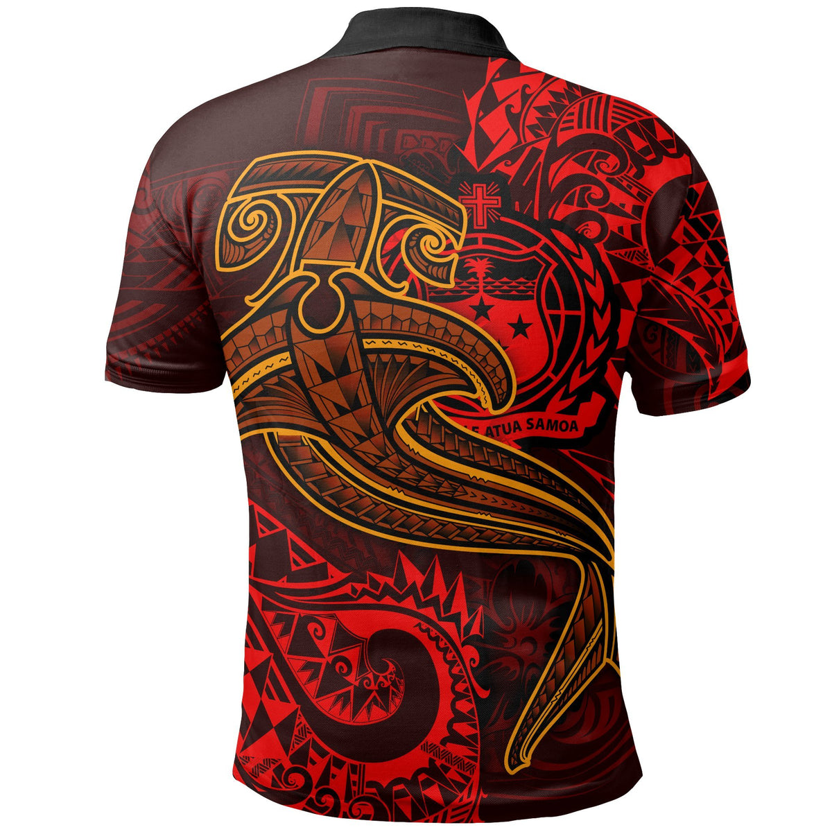 Samoa Polo Shirt Red Shark Polynesian Tattoo - Polynesian Pride