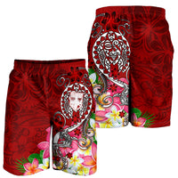 Fiji Men's Shorts - Turtle Plumeria (Red) - Polynesian Pride