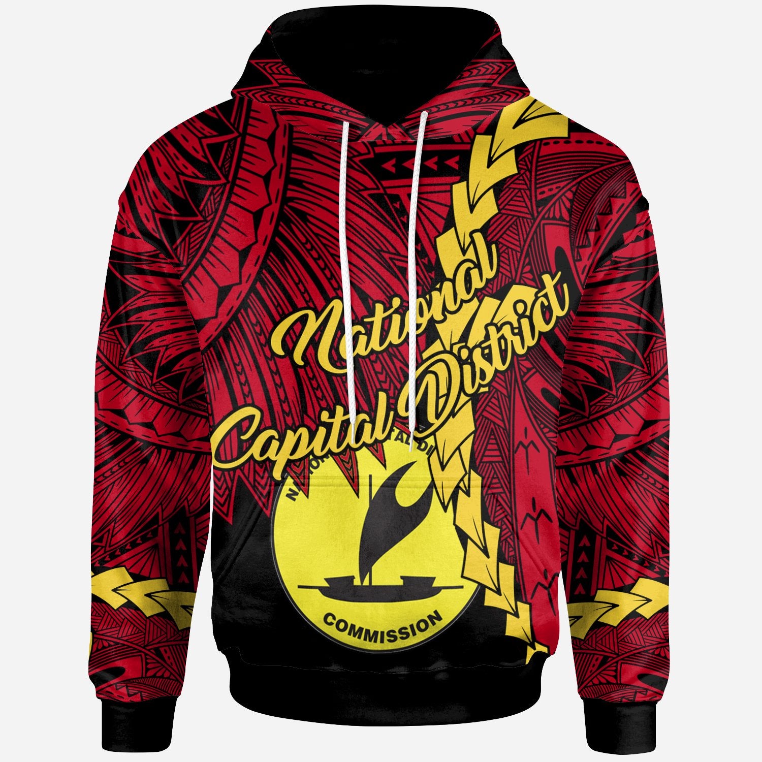 Papua New Guinea National Capital District Province Polynesian Hoodie Tribal Wave Tattoo Unisex Red - Polynesian Pride