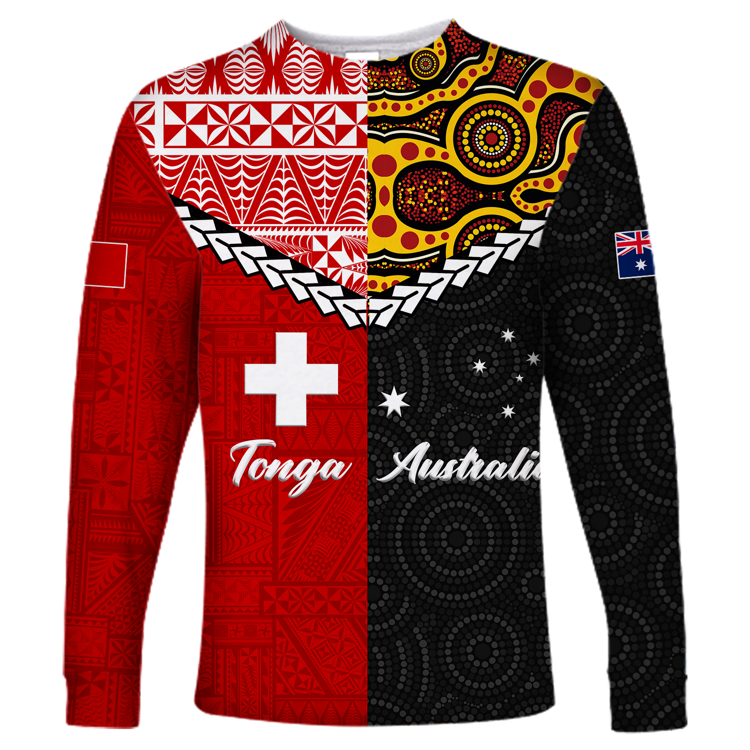 Tonga Combine Australia Aboriginal Heritage Long Sleeve Shirt - LT12 Unisex Red - Polynesian Pride
