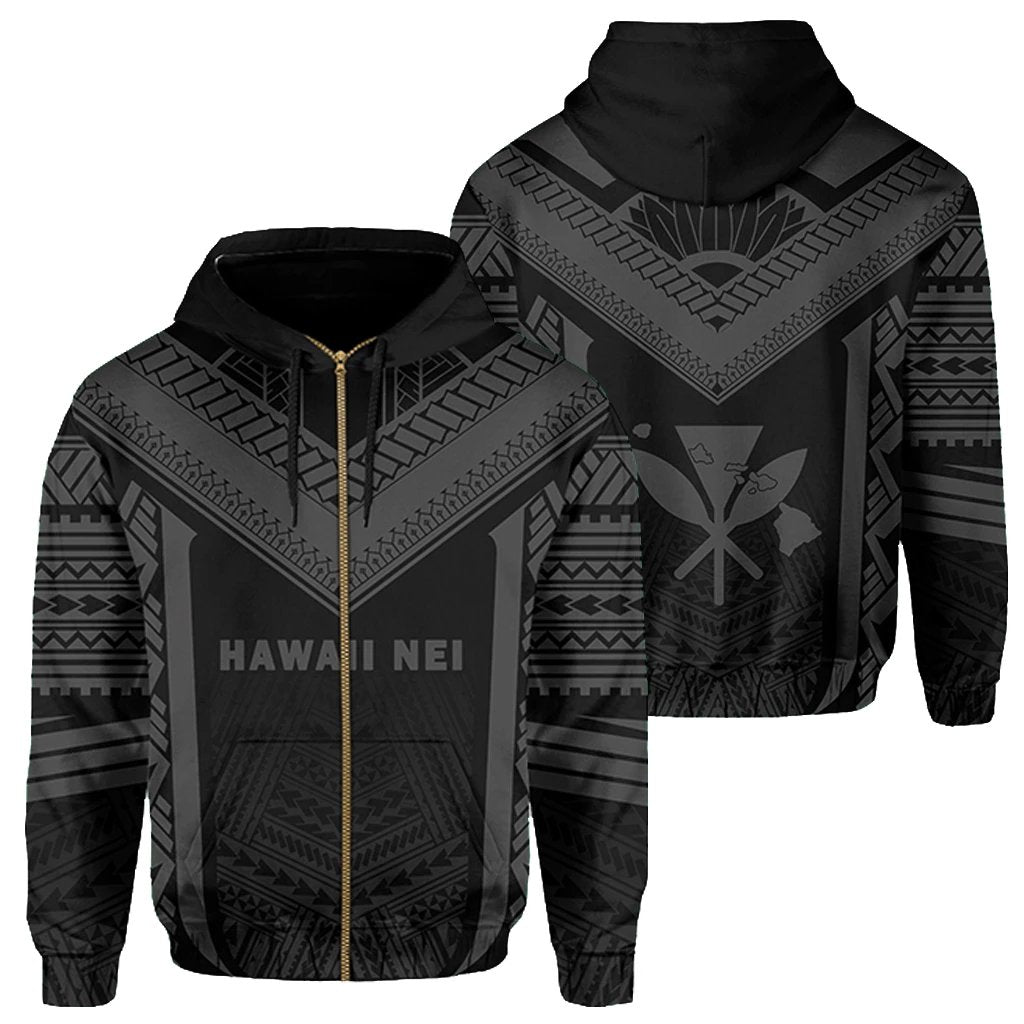 Hawaii Kanaka Polynesian Zip up Hoodie Active Grey Unisex Grey - Polynesian Pride
