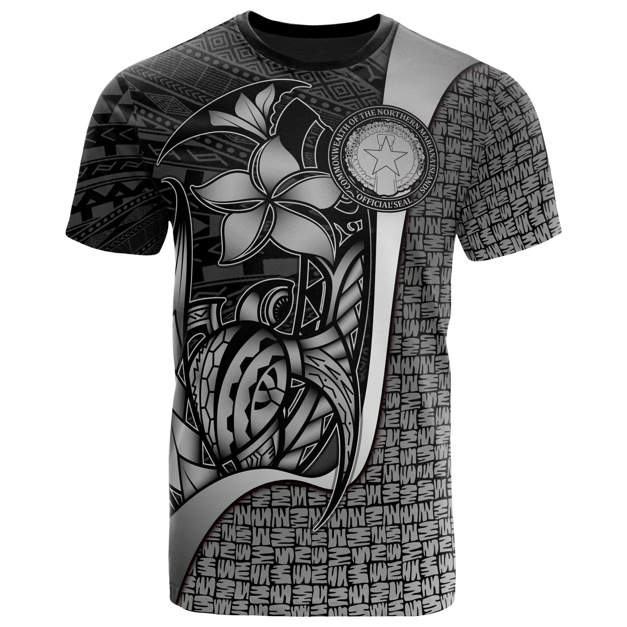 Northern Mariana Islands Polynesian T Shirt White Turtle with Hook Unisex WHITE - Polynesian Pride