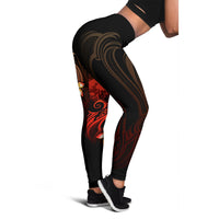 Tahiti Polynesian Women's Leggings - Plumeria Flowers And Waves - Polynesian Pride