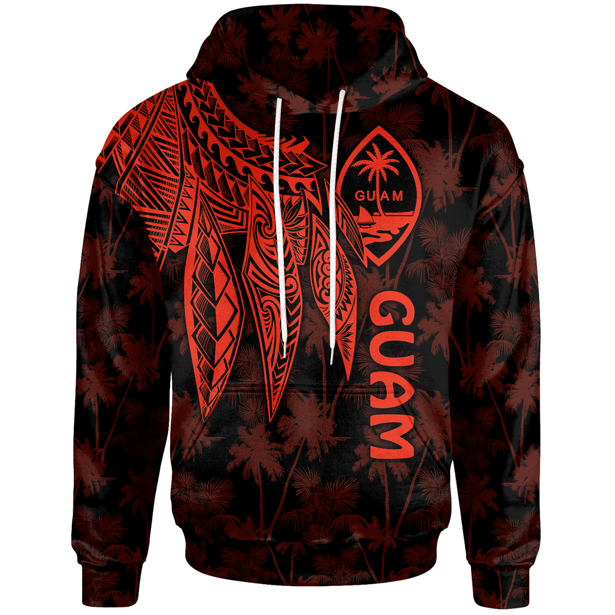 Guam Hoodie Polynesian Wings (Red) Unisex Red - Polynesian Pride