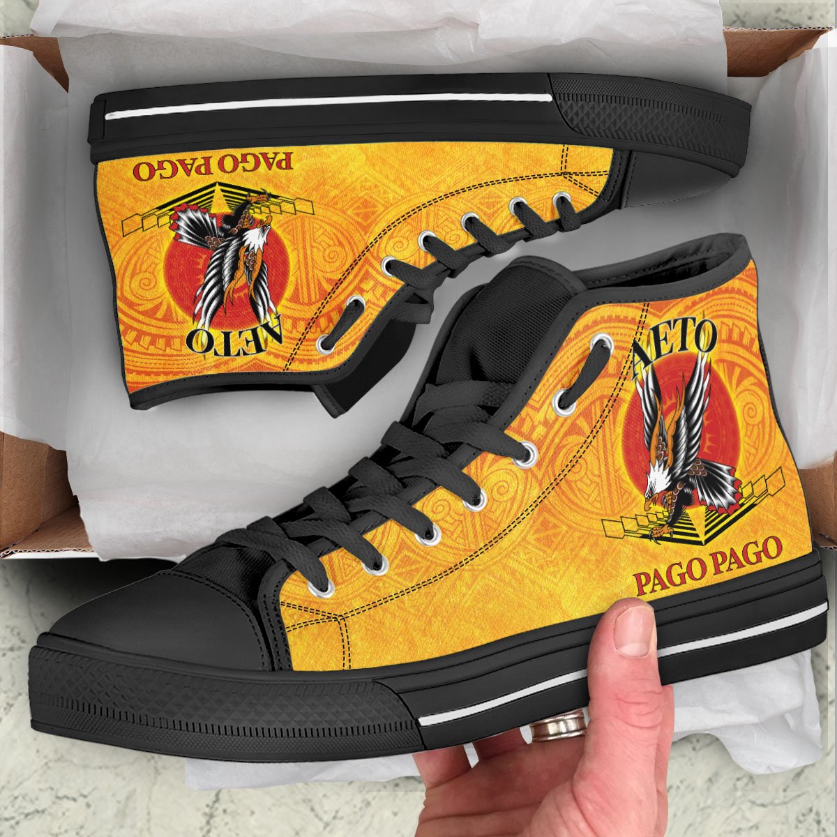 American Samoa High Top Shoes - Pago Pago Aeto (Ver 2) Unisex Black - Polynesian Pride