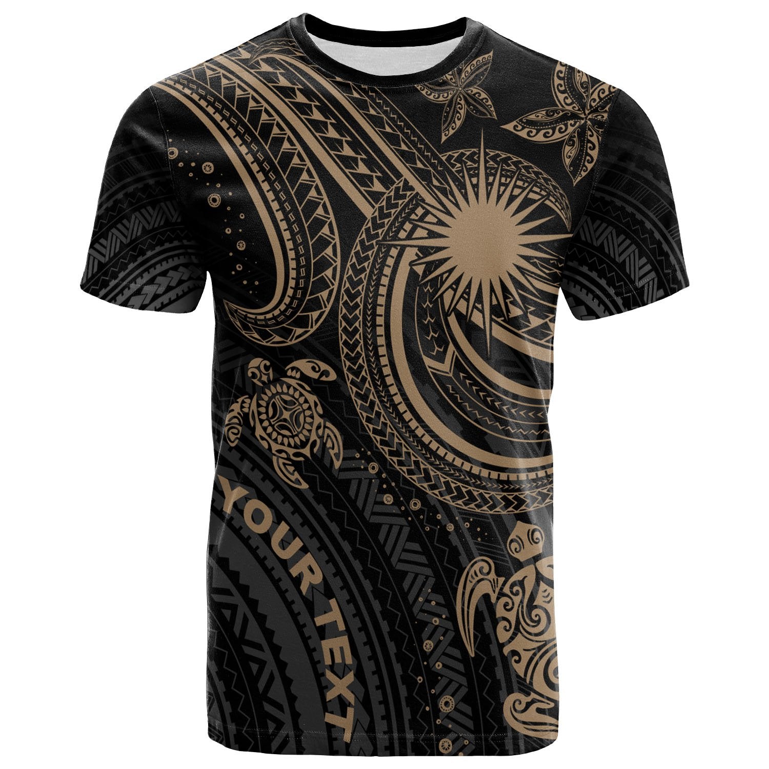 Marshall Islands Custom T shirt Gold Turtle Unisex Art - Polynesian Pride