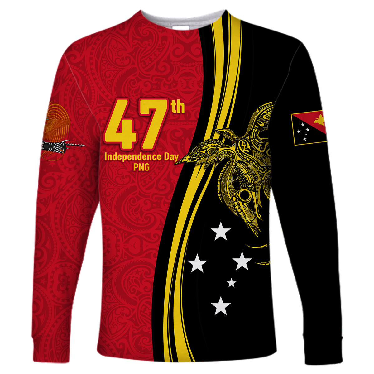 Papua New Guinea Independence Anniversary Polynesian Tribal Long Sleeve Shirt - LT12 Unisex Black - Polynesian Pride