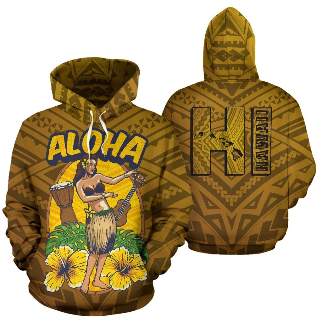 Aloha Hula Dance Hoodie Unisex White - Polynesian Pride