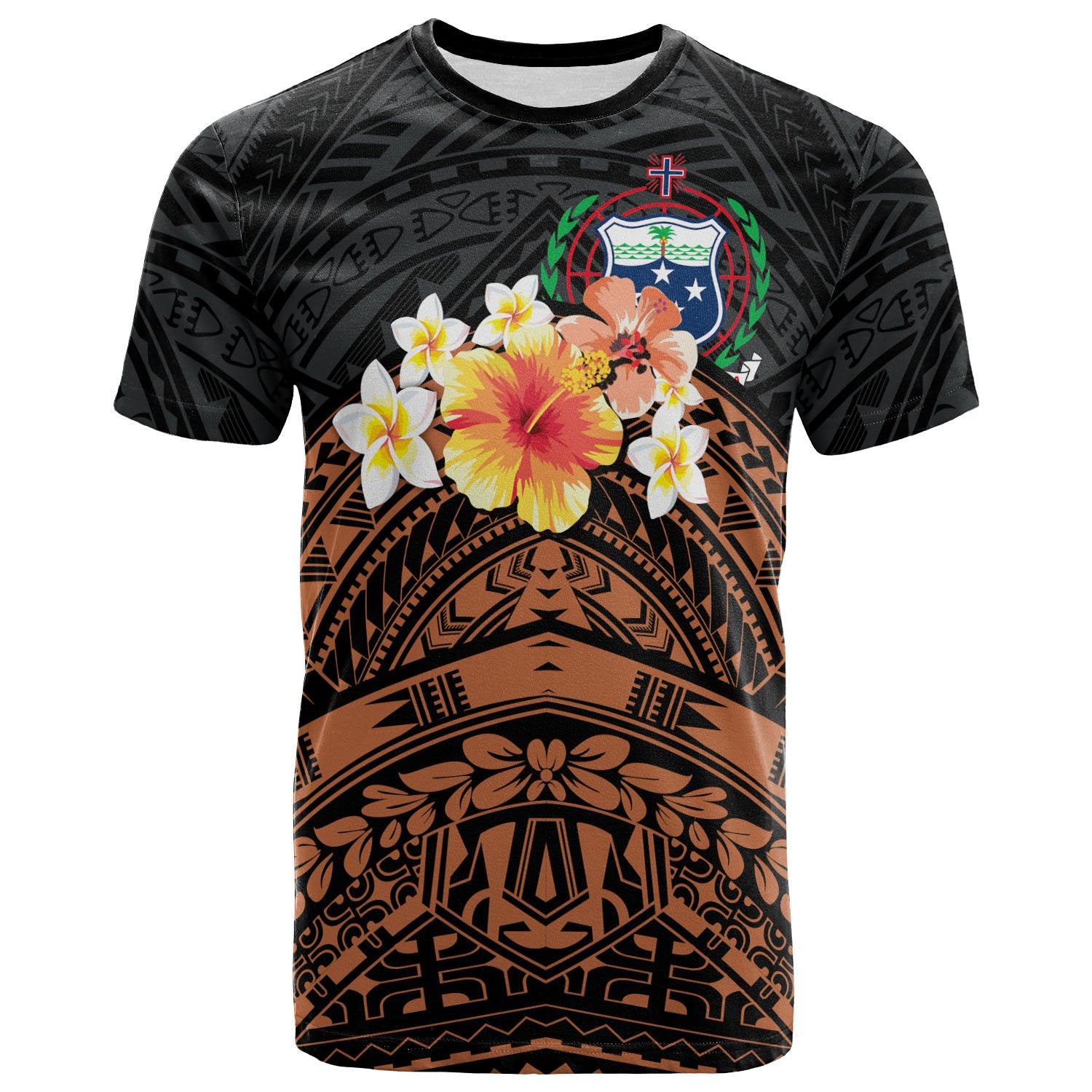 Samoa Custom T shirt Tribal Pattern Hibiscus Unisex Black - Polynesian Pride