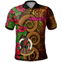 Vanuatu Polynesian Polo Shirt Hibiscus Vintage Unisex Orange - Polynesian Pride