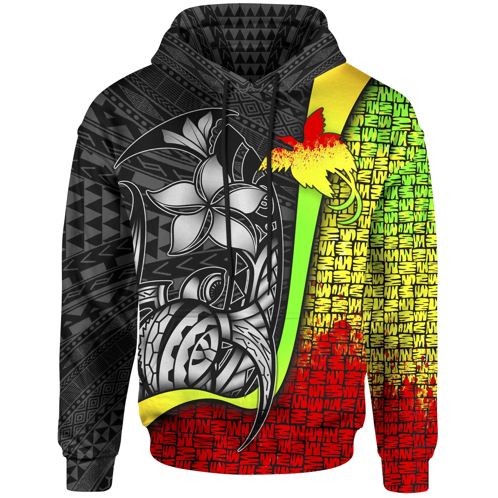 Papua New Guinea Polynesian Hoodie Reggae Turtle with Hook Unisex REGGAE - Polynesian Pride