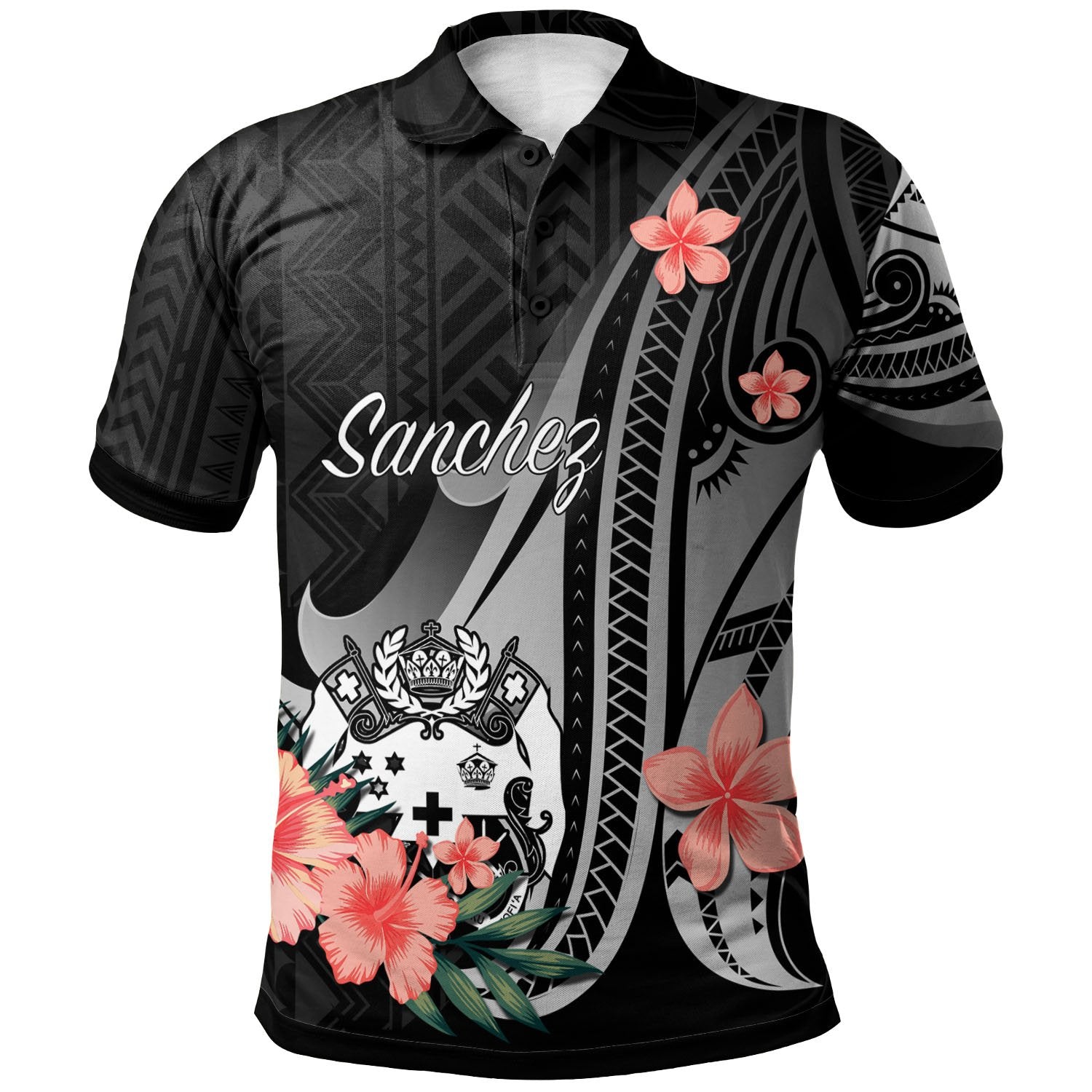 Tonga Custom Polo Shirt Polynesian Hibiscus Pattern Style Unisex Black - Polynesian Pride