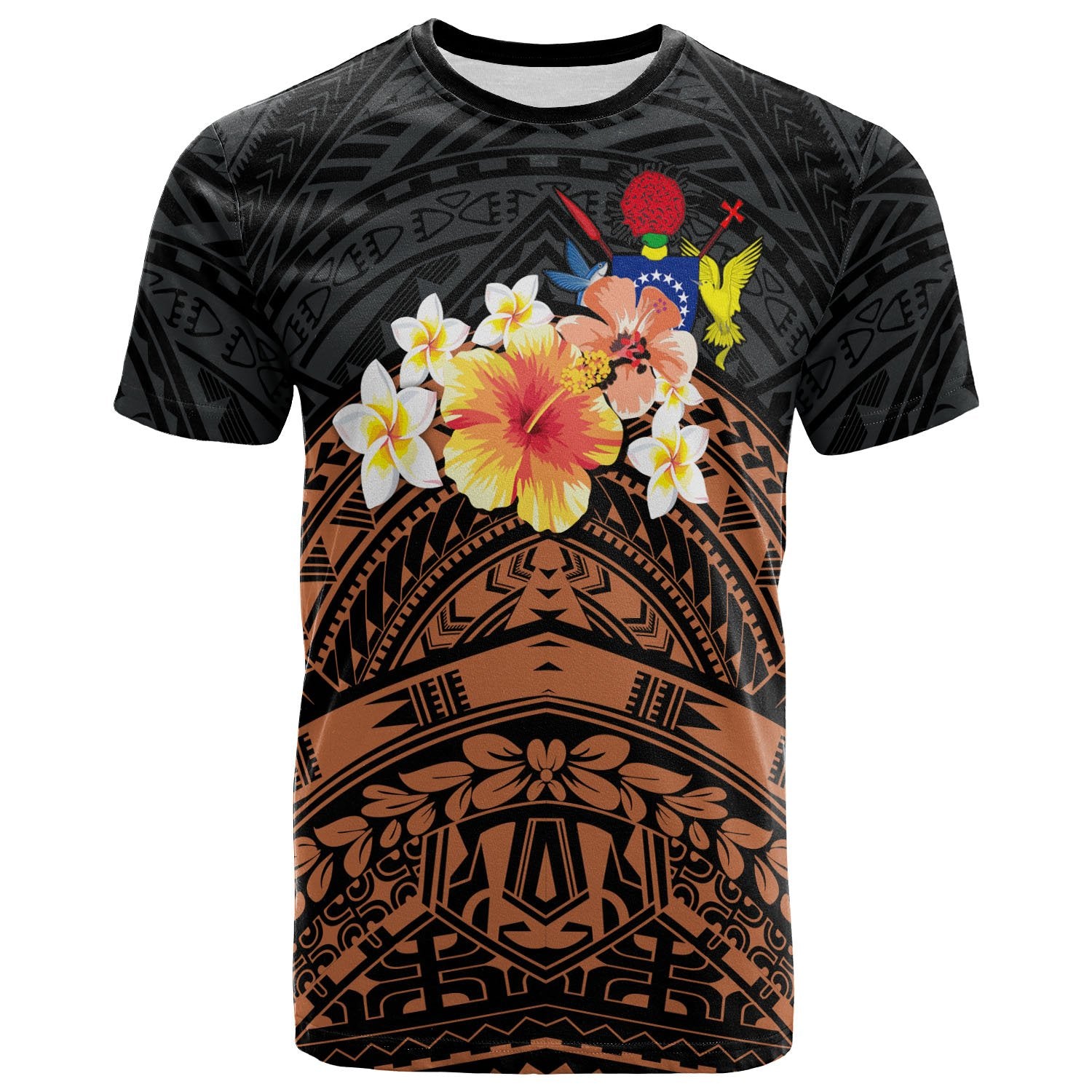 Cook islands Custom T Shirt Tribal Pattern Hibiscus Unisex Black - Polynesian Pride