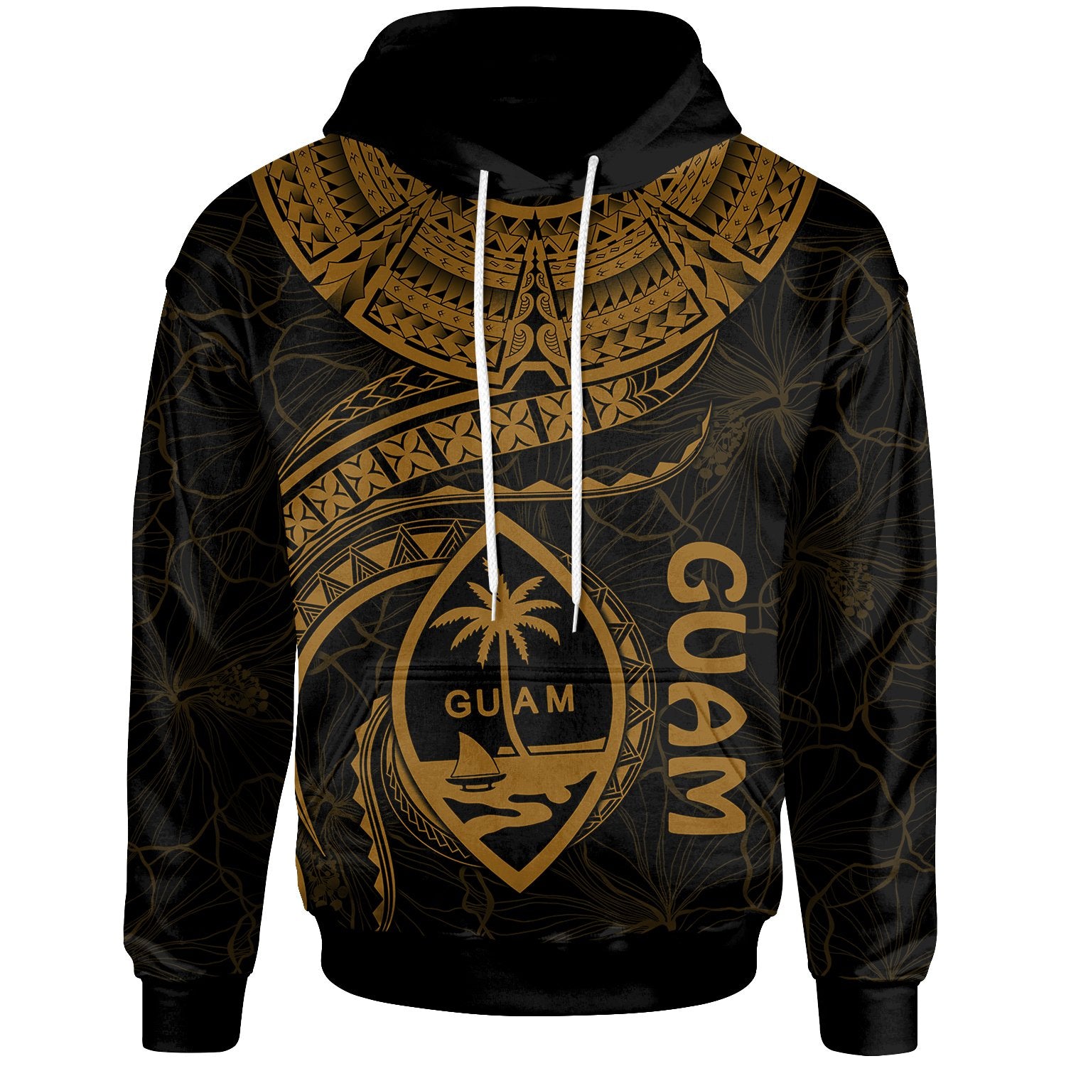 Guam Polynesian Hoodie Guam Waves (Golden) Unisex Golden - Polynesian Pride