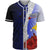 Papua New Guinea Polynesian Baseball Shirt - Coat Of Arm With Hibiscus Blue Unisex Blue - Polynesian Pride
