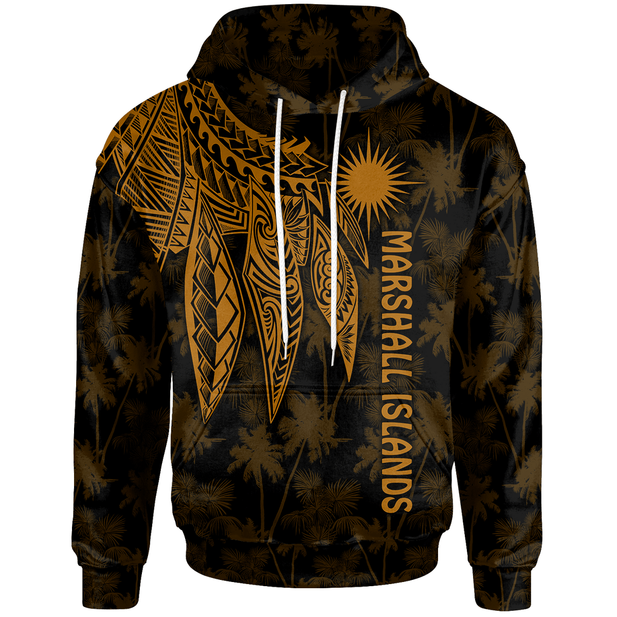 Marshall Islands Hoodie Polynesian Wings (Golden) Unisex Golden - Polynesian Pride