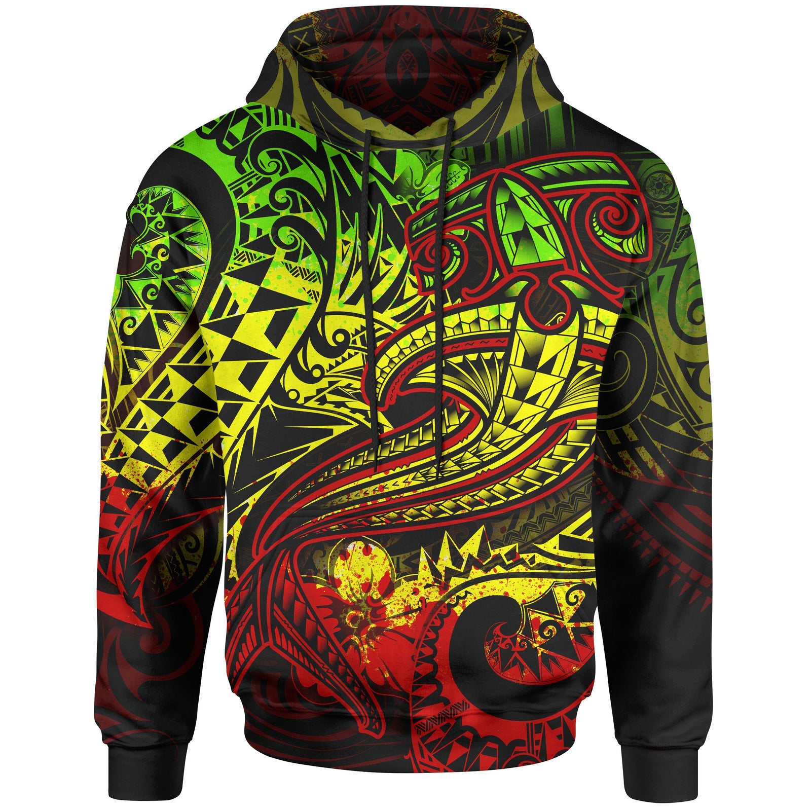 Polynesian Hoodie Reggae Shark Polynesian Tattoo Unisex Reggae - Polynesian Pride