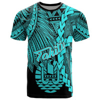 Tahiti Polynesian T Shirt Tribal Wave Tattoo Neon Blue Unisex Neon Blue - Polynesian Pride