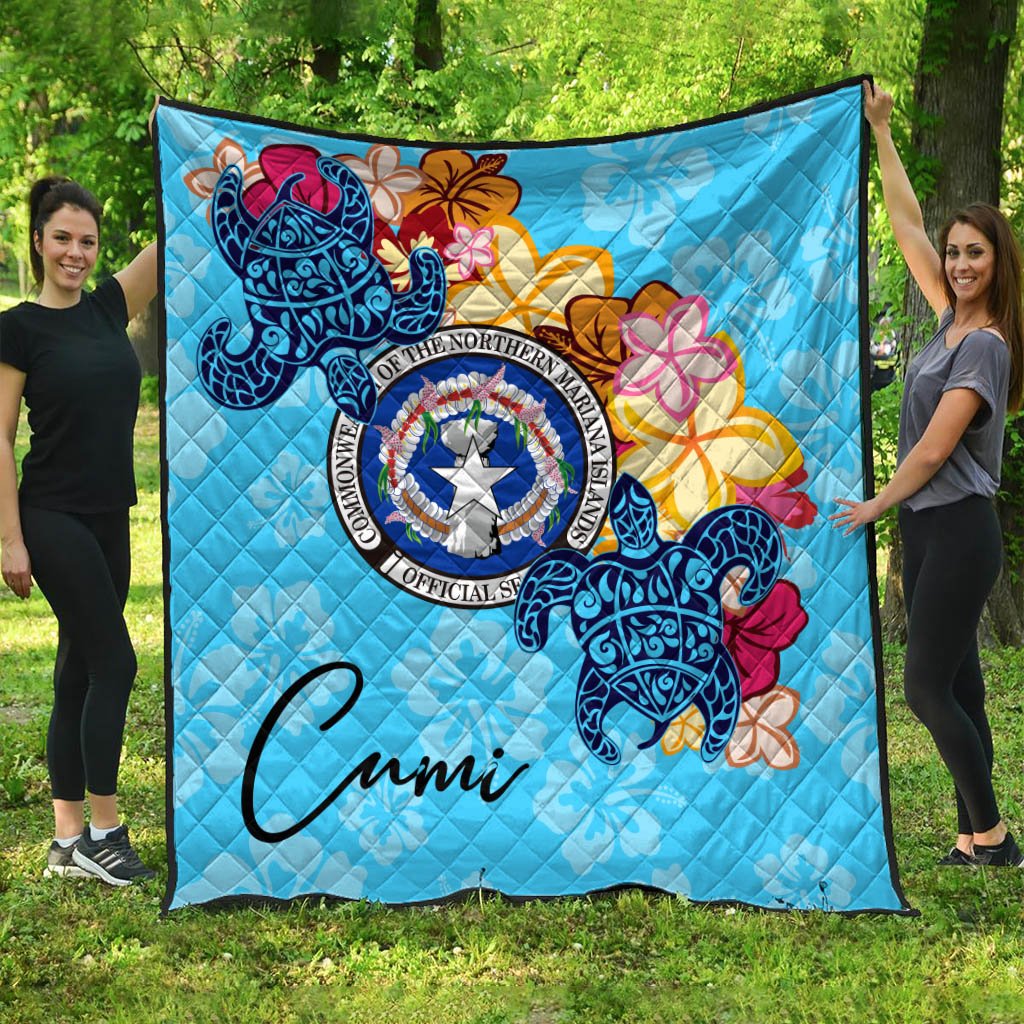 Northern Mariana Islands Premium Quilt - Tropical Style Blue - Polynesian Pride