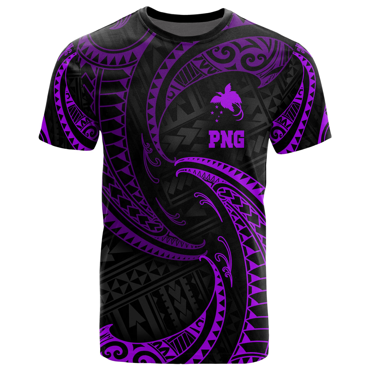 Papua New Guinea Polynesian All Over T Shirt Purple Tribal Wave Unisex Purple - Polynesian Pride