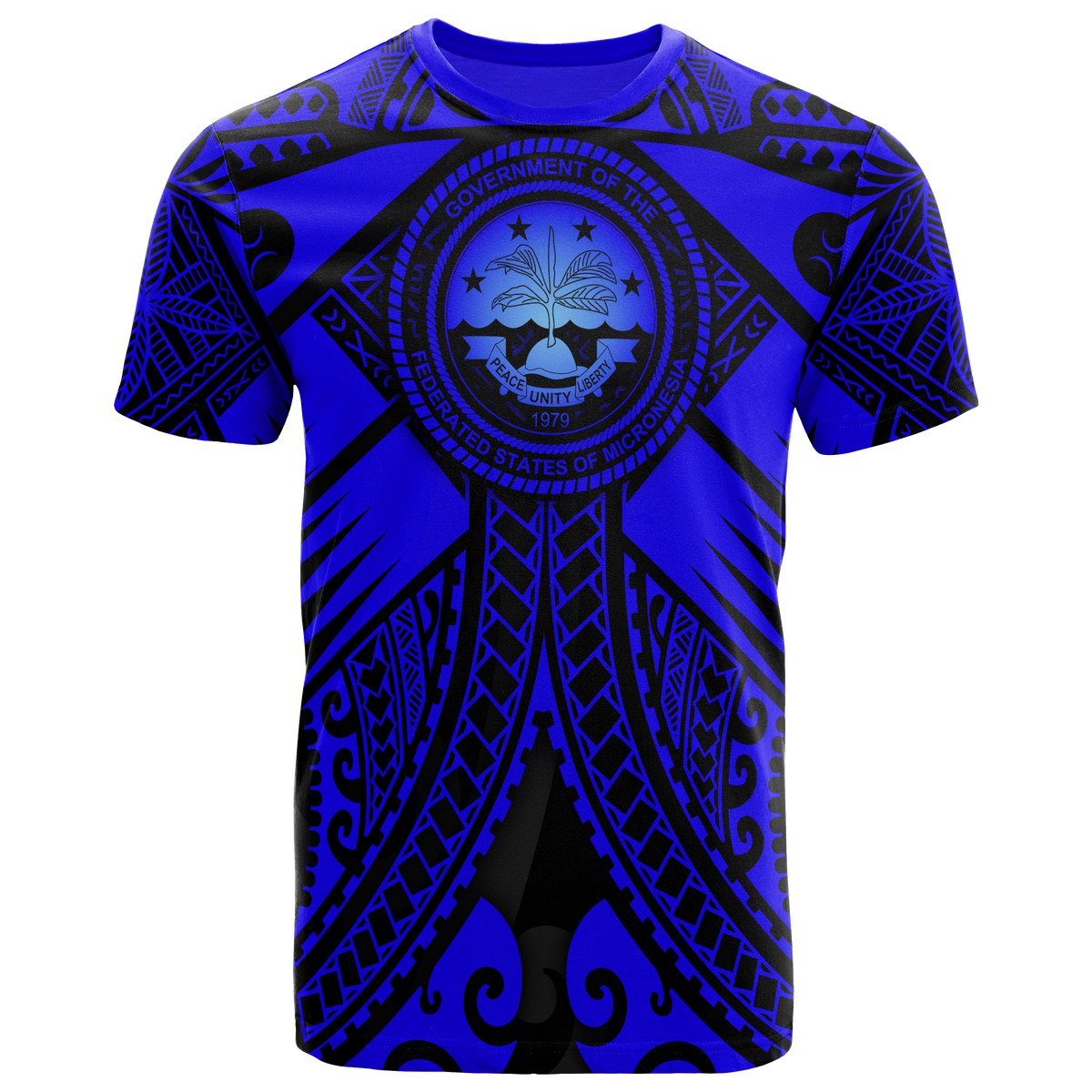 FSM T Shirt Blue Seal with Polynesian Tattoo Unisex Blue - Polynesian Pride