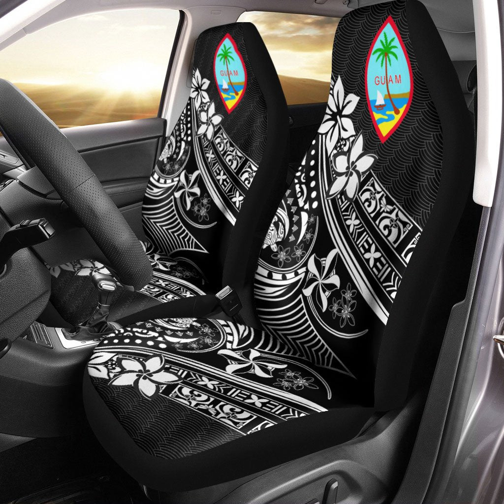 Guam Car Seat Cover - The Flow OF Ocean Universal Fit Black - Polynesian Pride