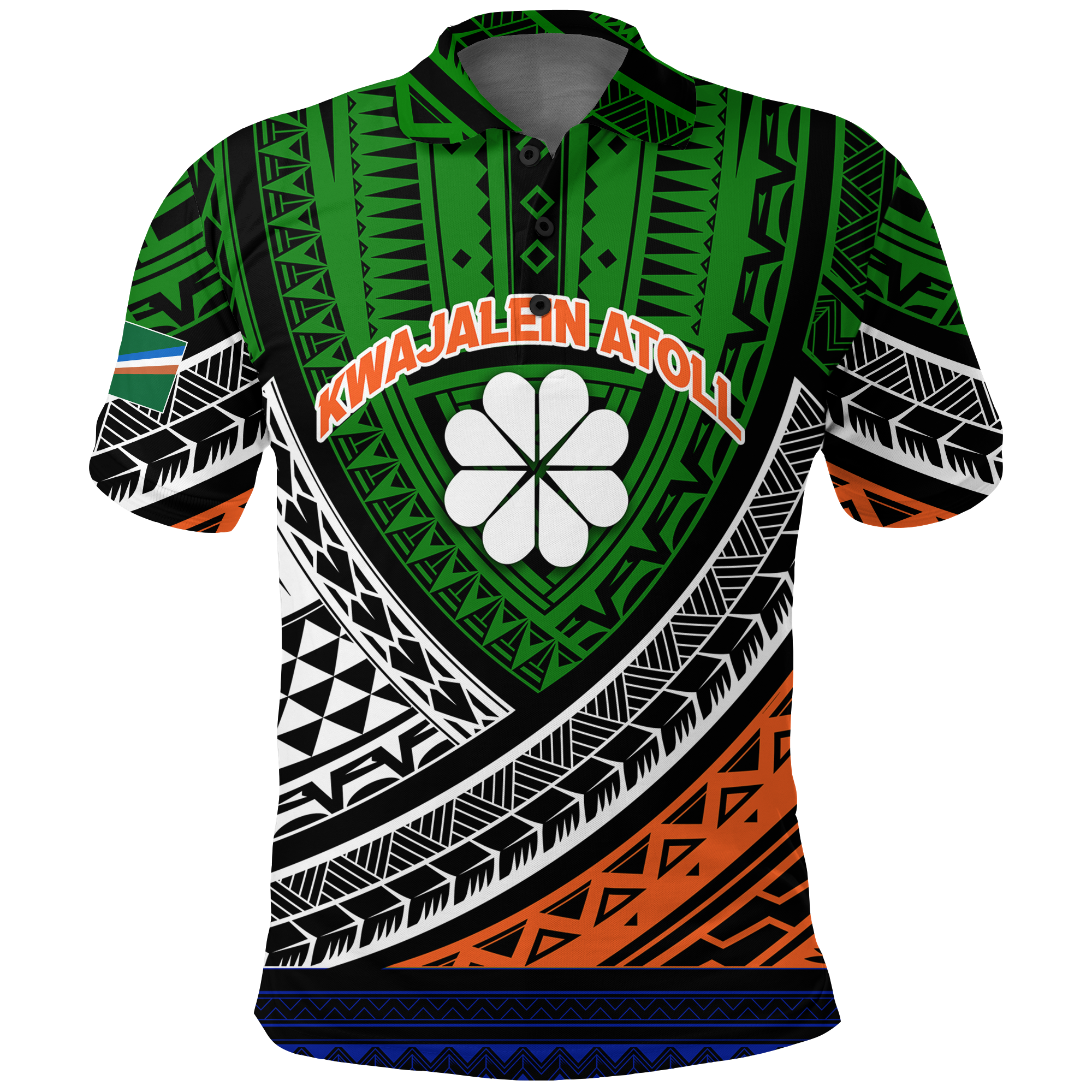 Kwajalein Atoll Tribal Pattern Polo Shirt LT12 Unisex Green - Polynesian Pride