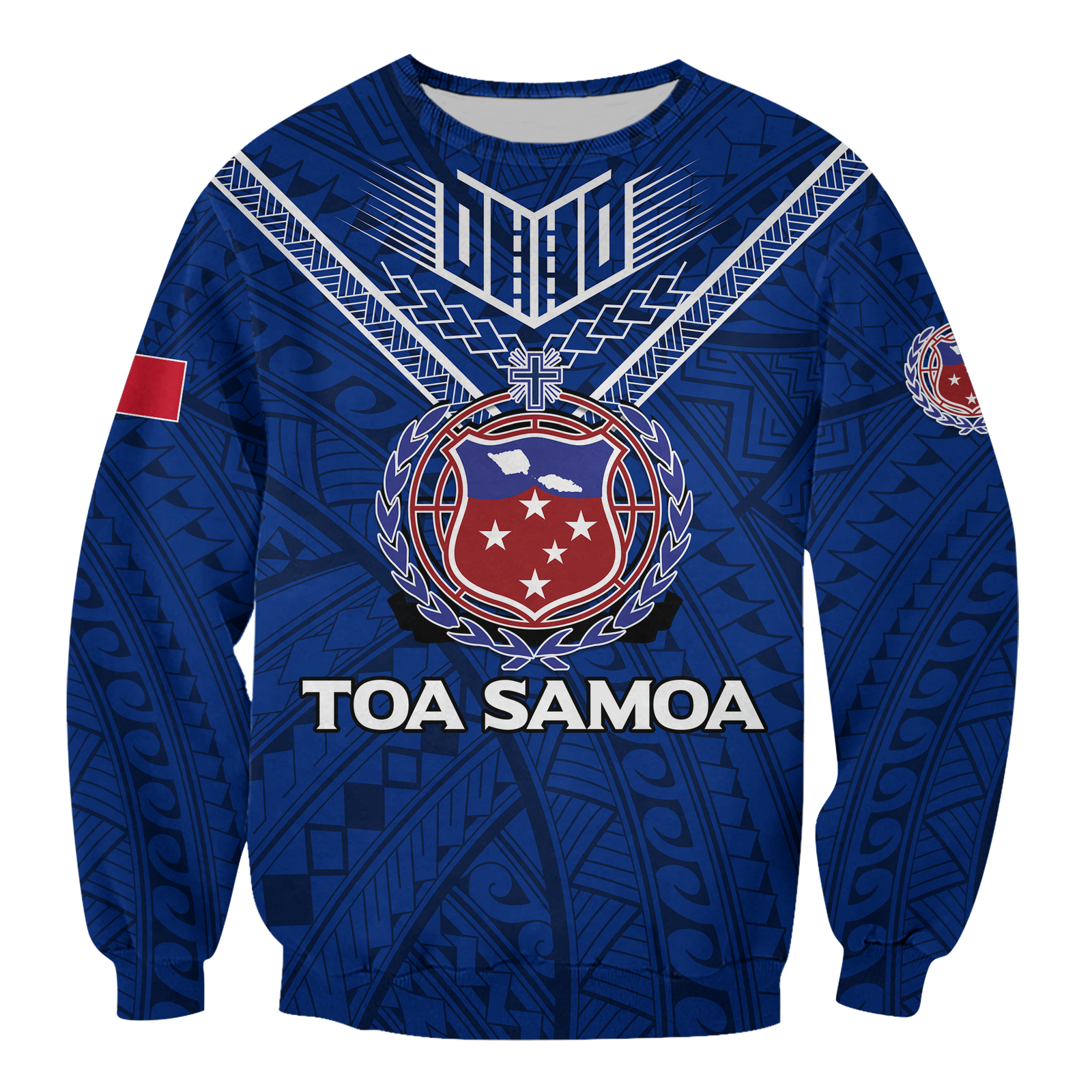 (Custom Personalised) Toa Samoa Rugby Sweatshirt - Samoan Warrior Pride - LT12 Unisex Blue - Polynesian Pride