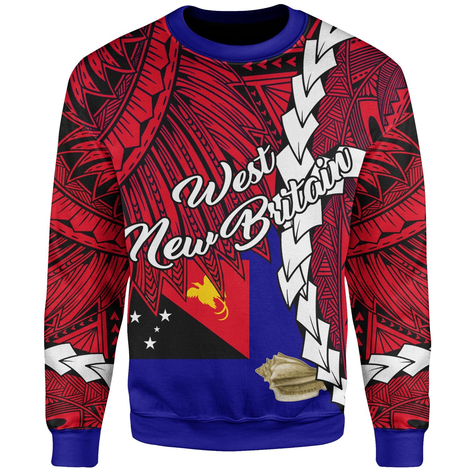 Papua New Guinea West New Britain Province Polynesian Sweater - Tribal Wave Tattoo Unisex Red - Polynesian Pride