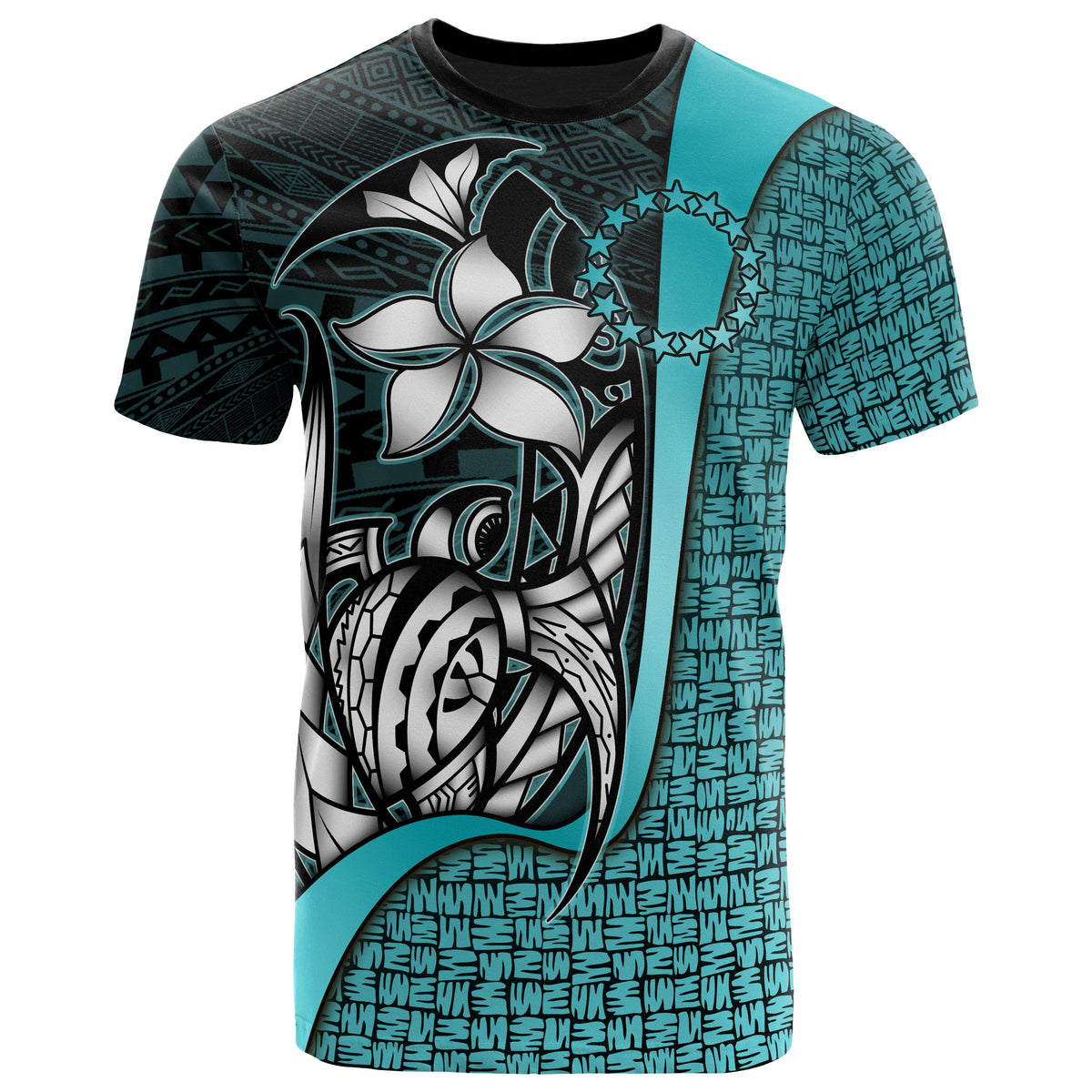 Cook Islands Polynesian T Shirt Turquoise Turtle with Hook Unisex TURQUOISE - Polynesian Pride